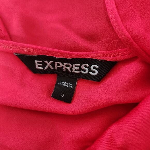 Express Sleeveless Cherry Red V-Back Skater Dress Size 6 - Picture 11 of 11